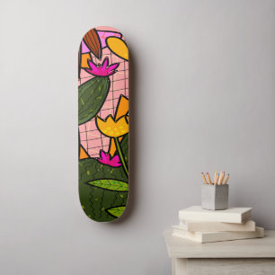 Abstrakte tropische Blätter und Blume Skateboard