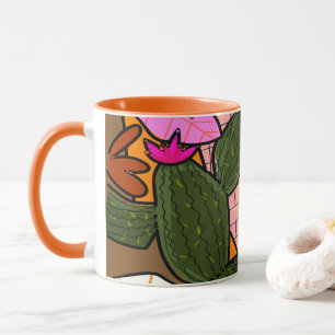 Abstrakte tropische Blätter und Blume Tasse