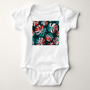 Abstrakte tropische Blätter, Wasserfarbenstrahler. Baby Strampler