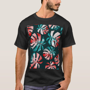 Abstrakte tropische Blätter, Wasserfarbenstrahler. T-Shirt