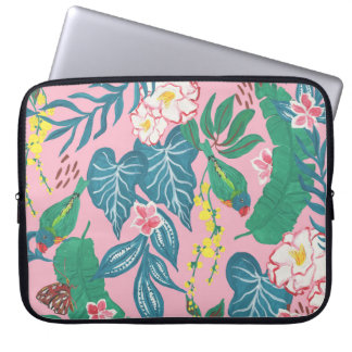 Abstrakte tropische Blume, Guache Malmuster Laptopschutzhülle