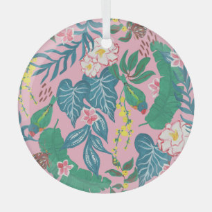 Abstrakte tropische Blume, Guache Malmuster Ornament Aus Glas