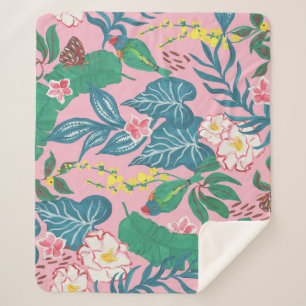 Abstrakte tropische Blume, Guache Malmuster Sherpadecke