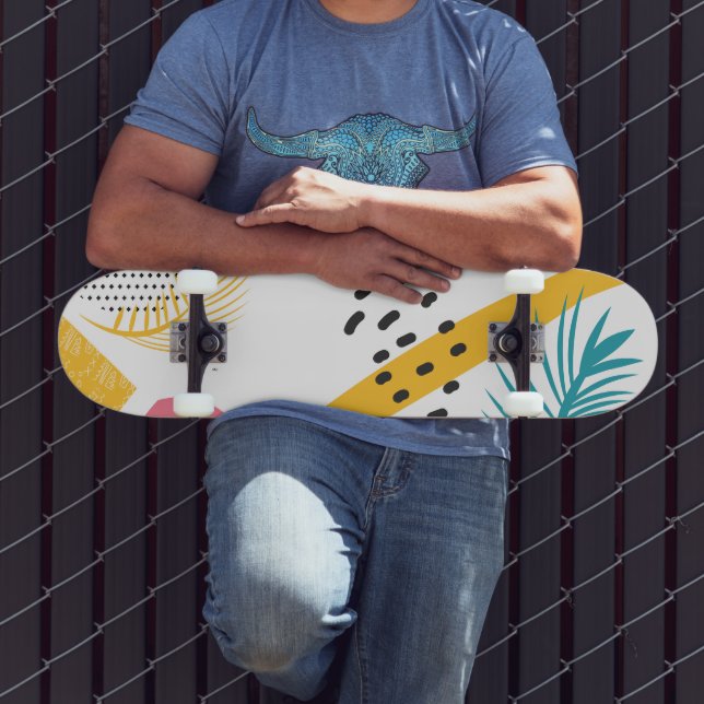 Abstrakte tropische Formen Skateboard (Außenbereich 3)