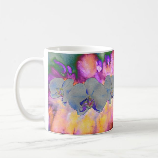 Abstrakte tropische Orchideen Kaffeetasse (Links)