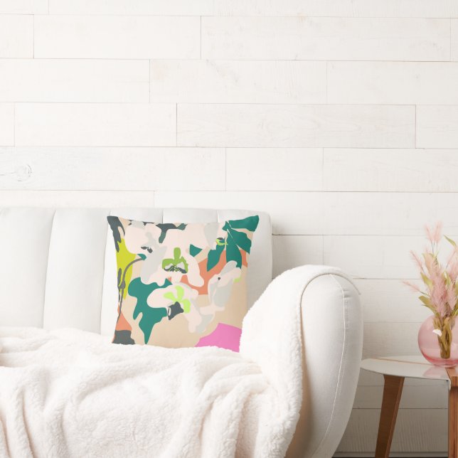 Abstrakte tropische Orchideen Moderne Wohngestaltu Kissen (Liege)