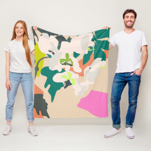 Abstrakte tropische Orchideen modernes Zuhause  Fleecedecke