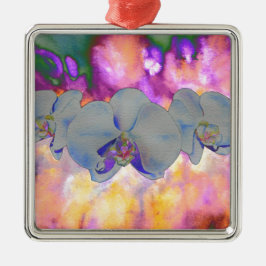 Abstrakte tropische Orchideen Silbernes Ornament