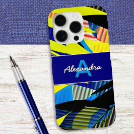 Abstrakte tropische Palmen Blätter Mit Monogramm iPhone 16 Pro Hülle