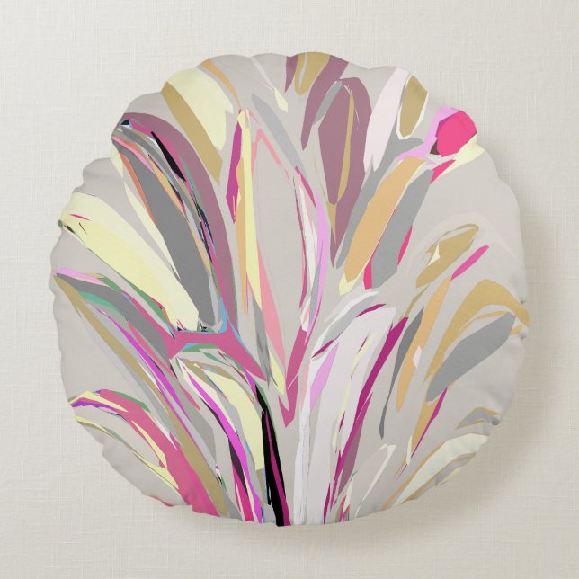 Abstrakte tropische Pflanze Vector Art Style Rundes Kissen (Vorderseite)