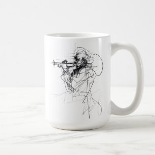 Abstrakte Trumpet-Player-Sketch Kaffeetasse