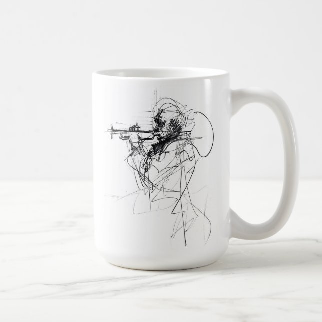 Abstrakte Trumpet-Player-Sketch Kaffeetasse (Rechts)