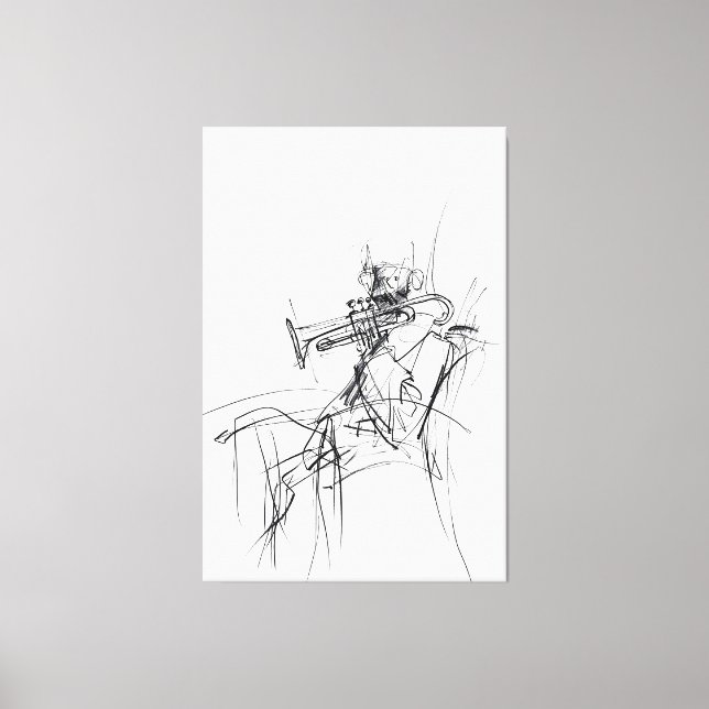 Abstrakte Trumpet-Player-Sketch - Premium Leinwanddruck (Vorderseite)