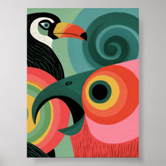 Abstrakte Tukan-Geometrie-Wandkunst im Stil der Mi Poster