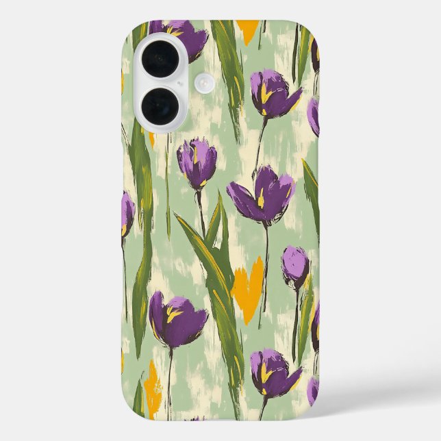 Abstrakte Tulip Blüten auf grünem Hintergrund Case-Mate iPhone Hülle (Rückseite)