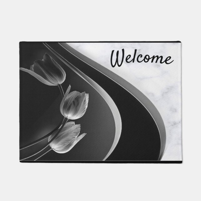Abstrakte Tulips aus weißem Marmor Fußmatte (Vorderseite)