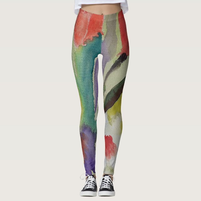 Abstrakte Tulips & Spring Blumen Leggings (Vorderseite)