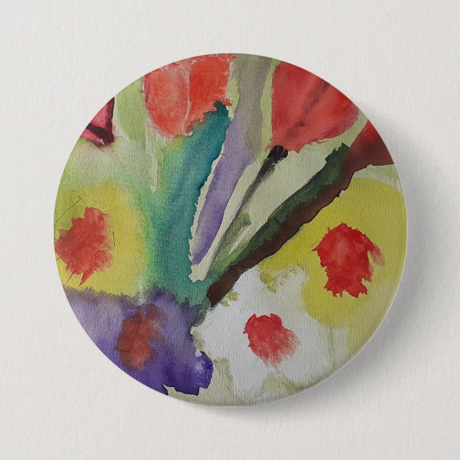 Abstrakte Tulips und Frühlingsblumen Button (Vorderseite)