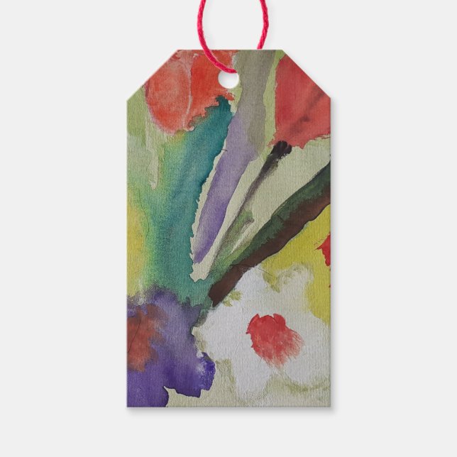 Abstrakte Tulips und Frühlingsblumen Geschenkanhänger (Vorderseite)