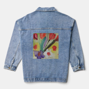 Abstrakte Tulips und Frühlingsblumen Jeansjacke