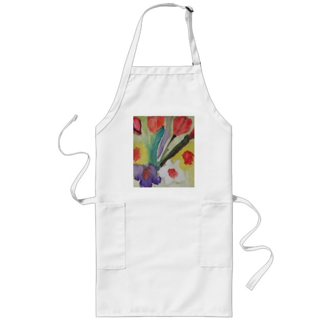 Abstrakte Tulips und Frühlingsblumen Lange Schürze (Vorne)