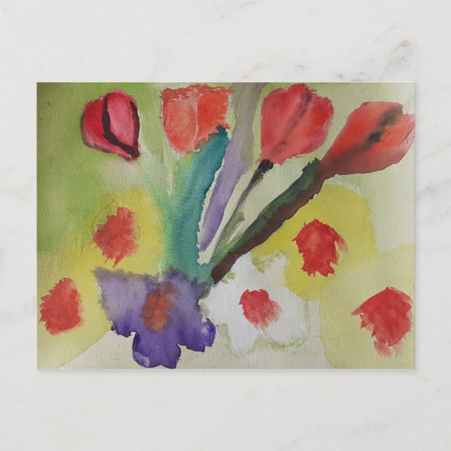 Abstrakte Tulips und Frühlingsblumen Postkarte (Vorderseite)