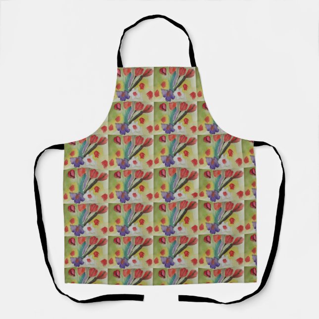 Abstrakte Tulips und Frühlingsblumen Schürze (Vorderseite)