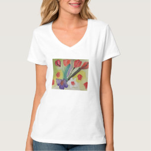 Abstrakte Tulips und Frühlingsblumen T-Shirt