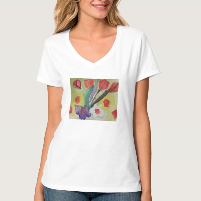 Abstrakte Tulips und Frühlingsblumen T-Shirt (Vorderseite)