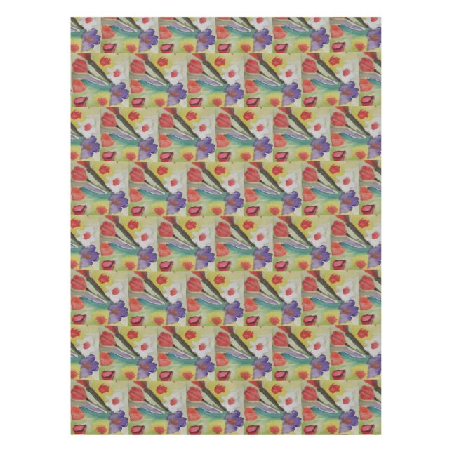 Abstrakte Tulips und Frühlingsblumen Tischdecke (Vorderseite)