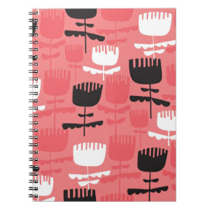Abstrakte Tulpe Blume Silhouette nahtlos Muster Notizblock