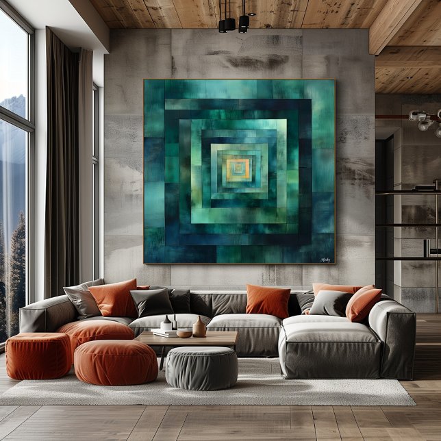 Abstrakte Tunnelkunst - Aquamarin und grün Poster (Von Creator hochgeladen)