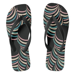 Abstrakte Tunnelwirbel Rosa Grün Schwarz Flip Flops