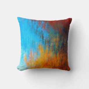Abstrakte türkisfarbene Blau, Orange und Rot Kissen