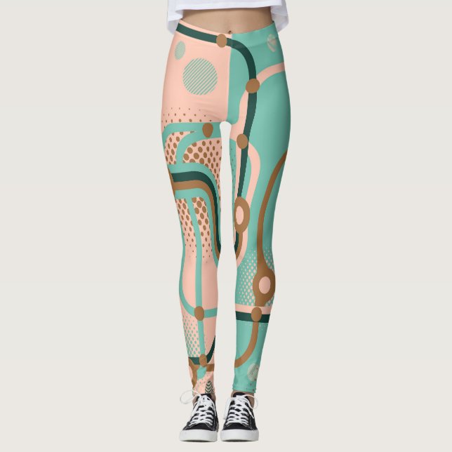 Abstrakte U-Bahn-Karte, Doppelmuster. Leggings (Vorderseite)