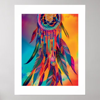Abstrakte und lebendige Dreamcatcher Poster