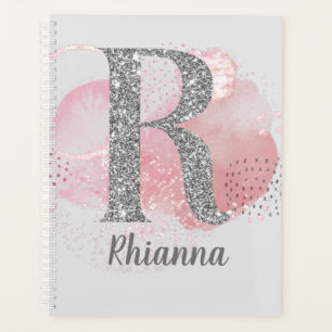 Abstrakte und Silber Glitzer Letter R Planer