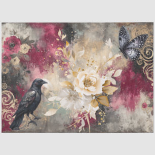Abstrakte Uni bedrückte Florals Decoupage Seidenpapier