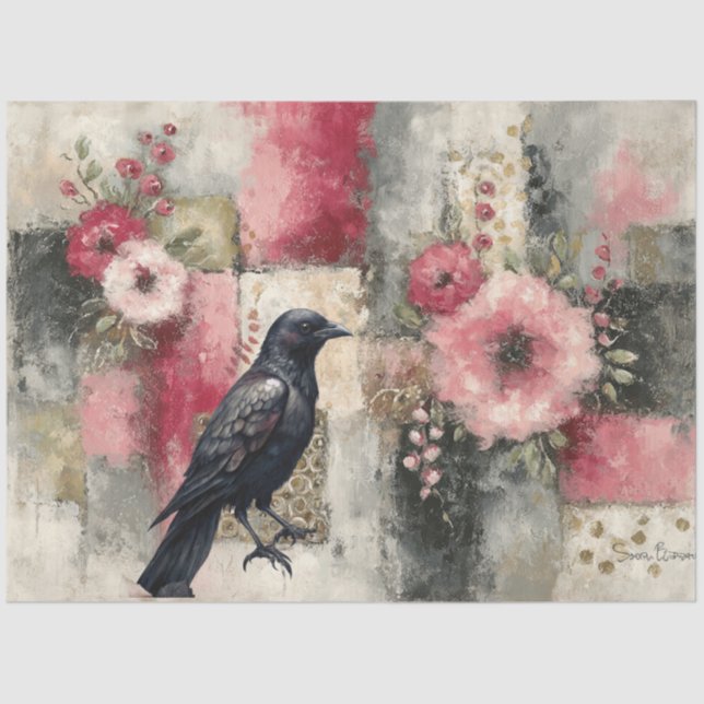 Abstrakte Uni bedrückte Florals Decoupage Seidenpapier (Vorderseite)