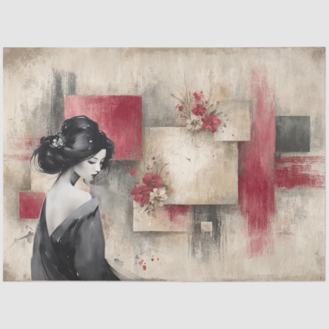 Abstrakte Uni bedrückte Florals Decoupage Seidenpapier (Vorderseite)