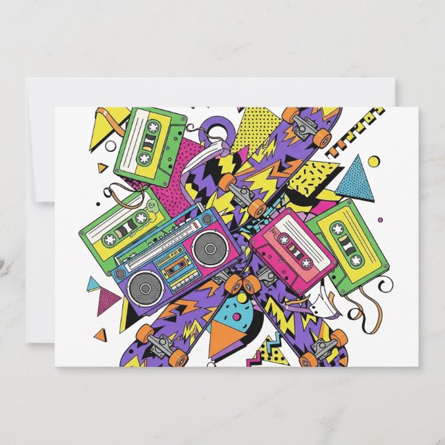 Abstrakte urbane Vibes mit Retro-Farben Einladung (Vorderseite)