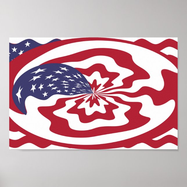 Abstrakte US Flagge Amerikanische Patriotische Kun Poster (Vorne)