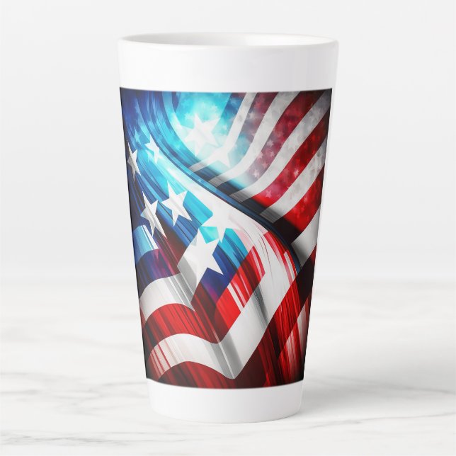 Abstrakte US-Flagge Latte Tasse (Vorderseite)
