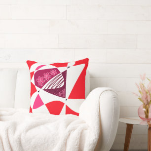 Abstrakte US Flagge: Magenta Pink Red White Kissen