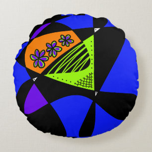 Abstrakte US Flagge: Orange Green Blue Rundes Kissen