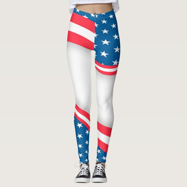 Abstrakte US-Flagge rot weiß und blau Leggings (Vorderseite)