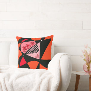 Abstrakte US Flagge: Tomato Red Black Kissen