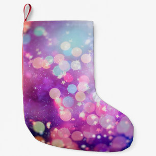 Abstrakte verschwommene blau-silberglänzende Schie Kleiner Weihnachtsstrumpf