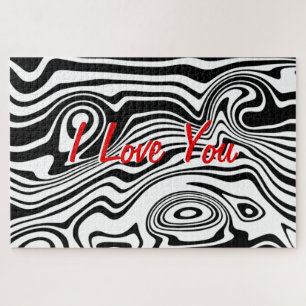 Abstrakte verzerrte Linien - Ich liebe dich - Füge Puzzle