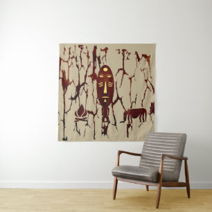 Abstrakte Vintage alte afrikanische indigene Kunst Wandteppich